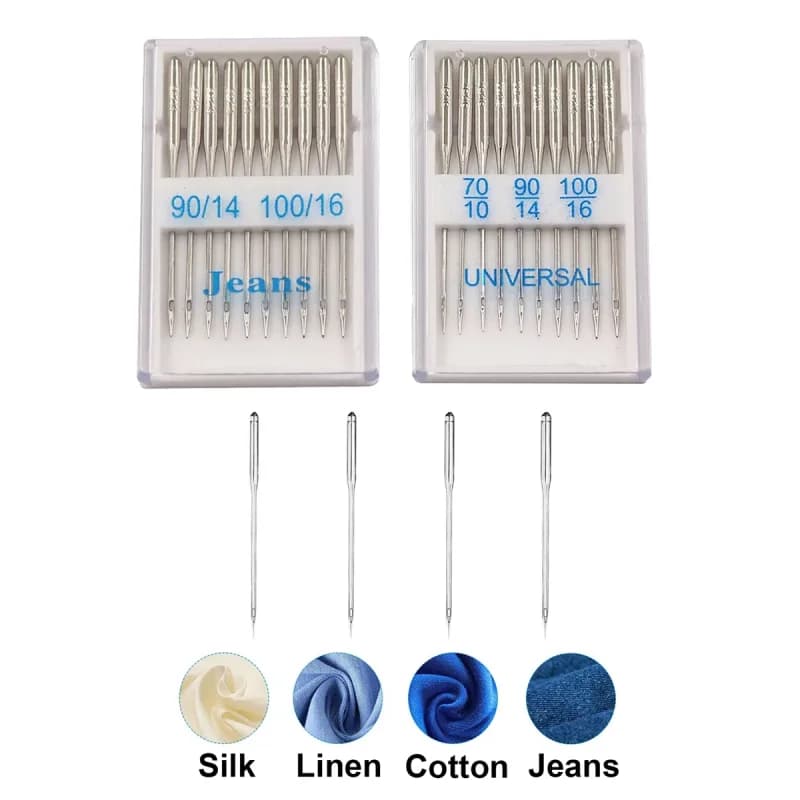 Set di 2 Scatole di Aghi Universali in Acciaio Inox per Macchina da Cucire, Aghi con Punta a Sfera per Forniture Domestiche