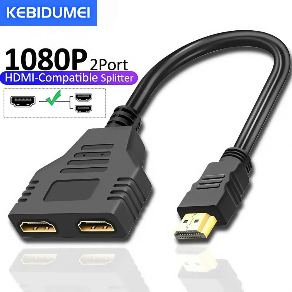 HDMI 1 male double HDMI 2 female 4K 3D cable Y dual cable for 1080P 1 portable TV monitor in 2 out LED