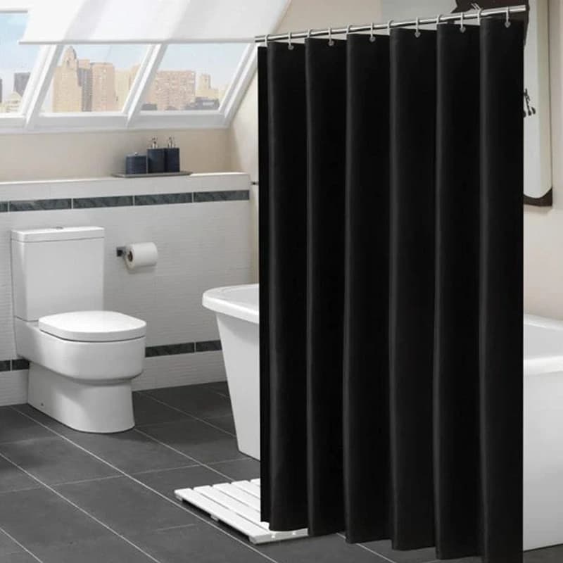 Tende da doccia bianche Tenda da bagno tinta unita Tessuto in poliestere Tenda da bagno divisoria impermeabile lavabile con ganci