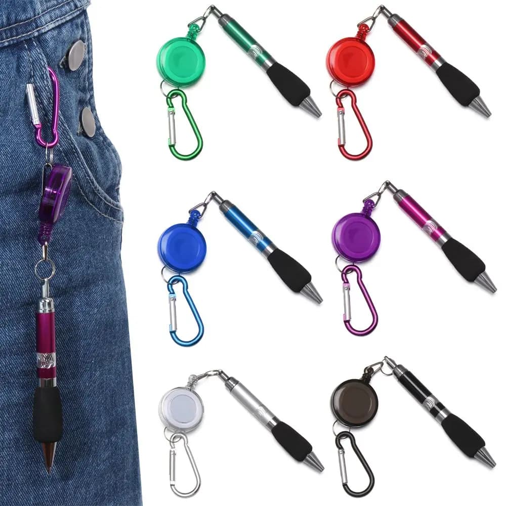 Metal Retractable Corda Ballpoint Pen Drawstring Tools Mountaineering Buckle Keychain Easy To Pull Buckle Stationery Pen