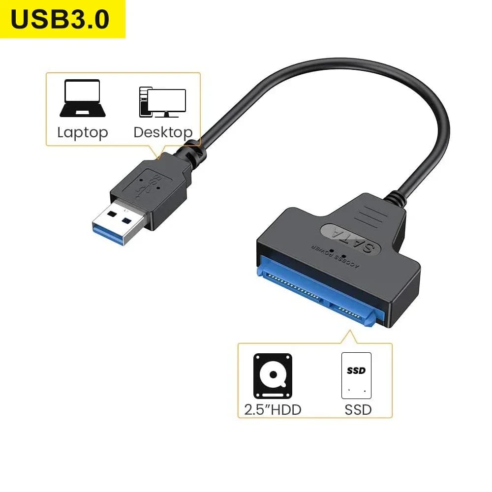 Cavo SATA a USB 3.0 Type-C fino a 6 Gbps per disco rigido SSD HDD esterno da 2,5 pollici Adattatore di trasferimento dati SATA 3 a 22 pin
