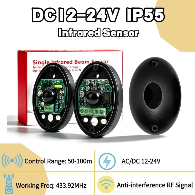 Infrared Beam Sensor Photocell Garage Door Infrared Sensor 12V-24V AC/DC for Sliding Gate Ir Barrier Automatic Door