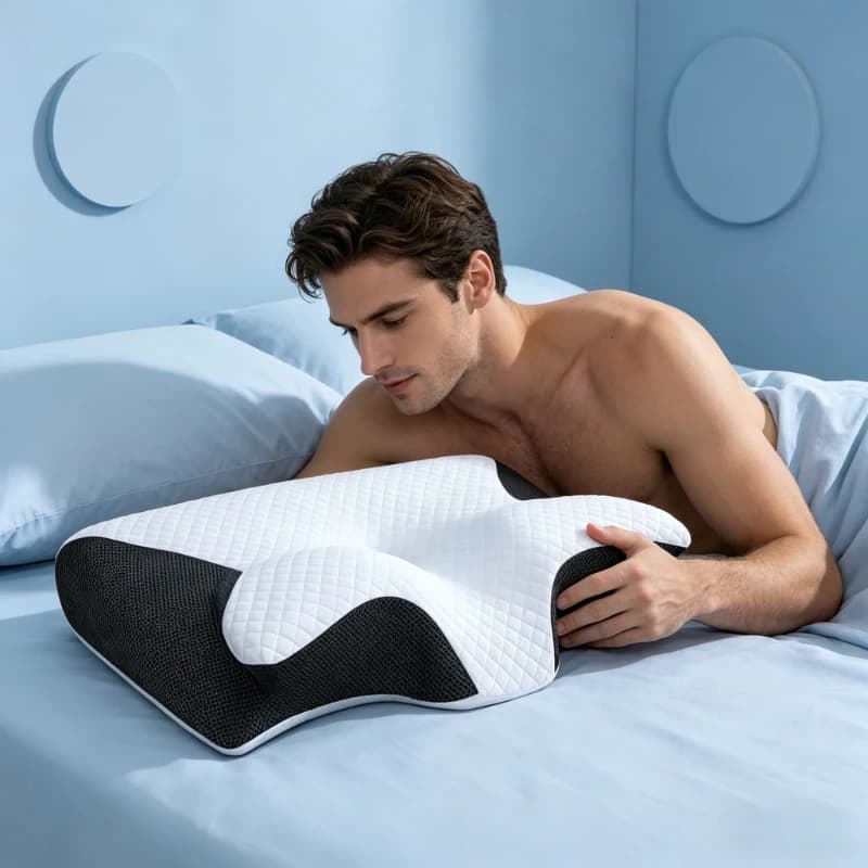 Cuscino per il Collo in Memory Foam a Forma di Farfalla, Cuscino Ortopedico a Lento Ritorno per Supporto Cervicale