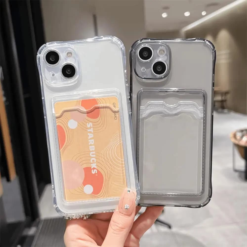Transparent Card Bag Holder Phone Case For iPhone 17 Pro Max 11 12 13 14 15 Plus 16 Pro Max Air XR XS SE 2020 SE 2022 Cover