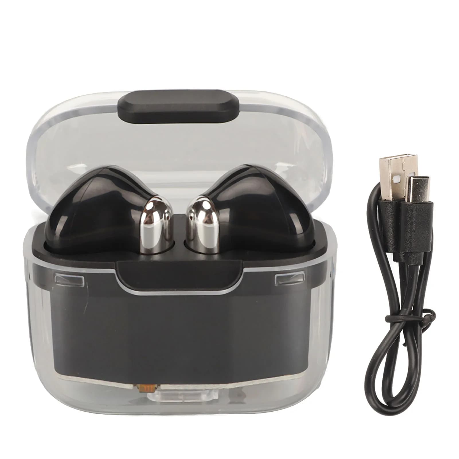 Auricolari traduttore di lingue professionale Bluetooth 5.3 Supporto 144 lingue Auricolare traduttore wireless con custodia trasparente