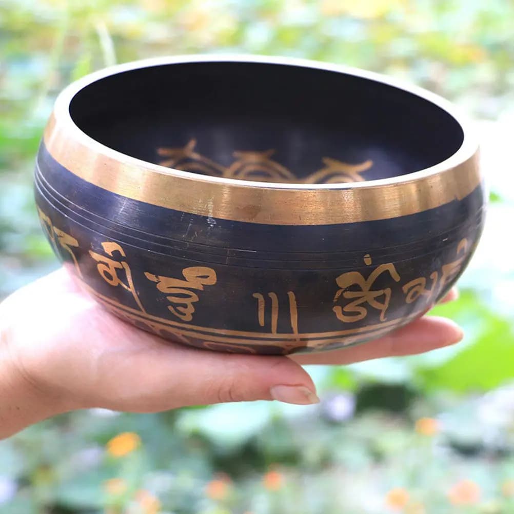 1Set Exquisite Copper Tibetan Singing Bowl Set for Meditation Yoga Zen Relaxation Buddha Chanting Home Decoration Sound