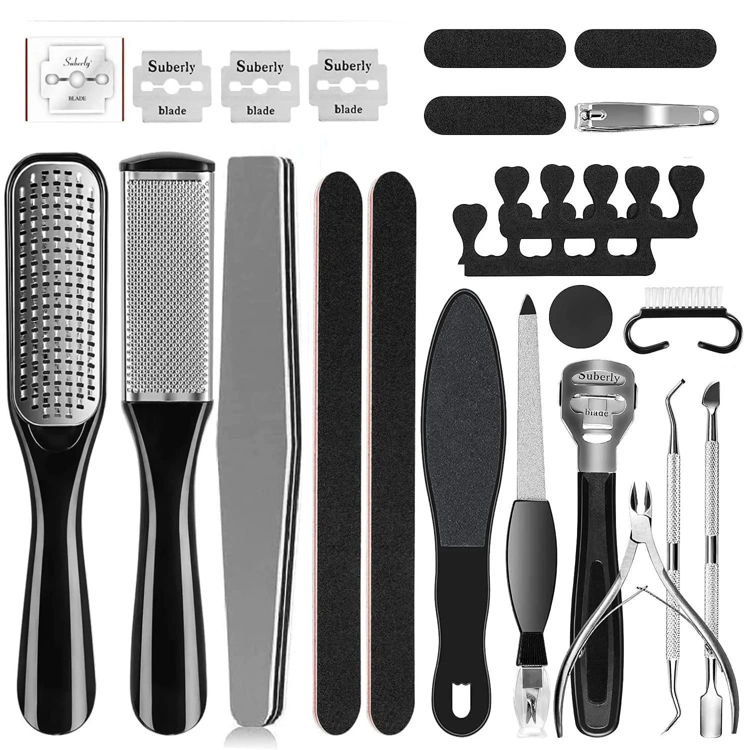 Kit Pedicure 8/10/23 in 1 in Acciaio Inossidabile, Set Professionale di Strumenti per Pedicure, Raspa per Piedi, Rimozione Calli e Pelle Morta