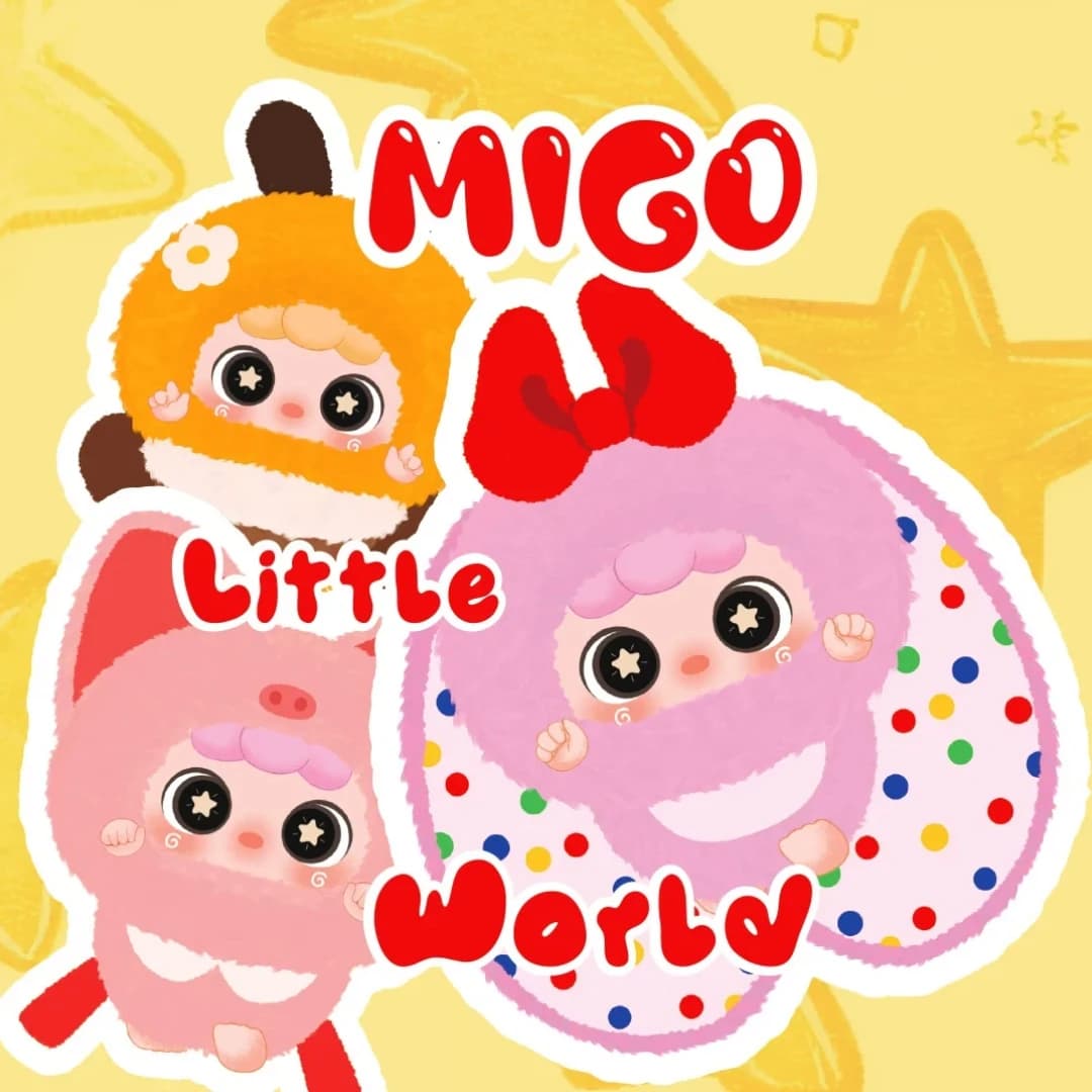 Ciondolo Peluche Baby Three Migo Little World, Blind Box, Simpatico Bambolino di Peluche, Charm per Borsa, Ornamento da Tavolo, Regalo da Collezione