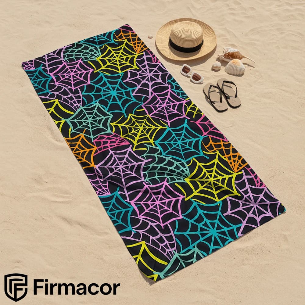 Neon Spider Web Cartoon Anime Beach Towel Microfiber Quick Dry Super Absorbent Soft Bath Towel for Kids Adults Travel