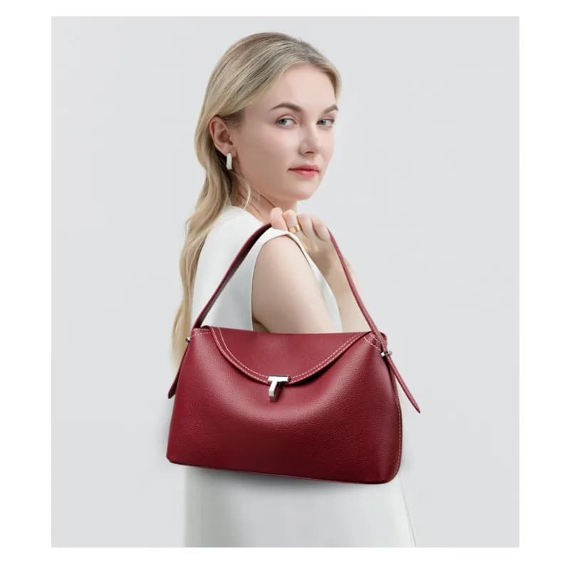 1pcs PU Crossbody Bag Hot Selling Women Retro T Metal Lock Underarm Bag Dual-use Hand & Shoulder Bag Store Cosmetics Minimalist
