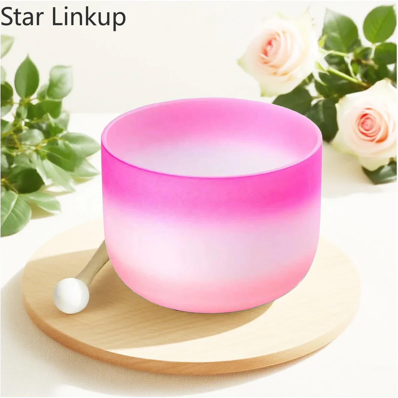 Star Linkup Professional 8 Inch Natural Pink Quartz Crystal Chakra Singing Bowl, Premium Musical Instrument for Sound Healing Therapy, Spiritual Awakening & Daily Mindfulness Meditation, Effective for Energy Purification and Mood Calming