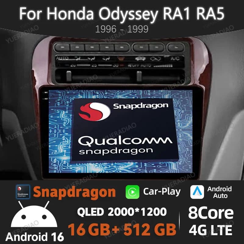 Android 16 Car Radio For Honda Odyssey RA1 RA5 1996 - 1999 GPS NAVI BT 4G LTE 5G WIFI Head Unit Multimedia Stereo Video Player