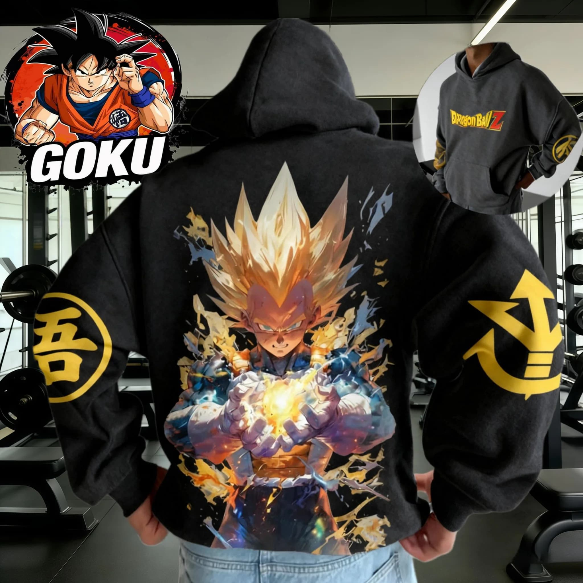 2026 Autumn Winter Dragon Ball Hoodie 100% Cotton Oversized Vegeta Super Saiyan Final Flash Print Gym Streetwear Unisex