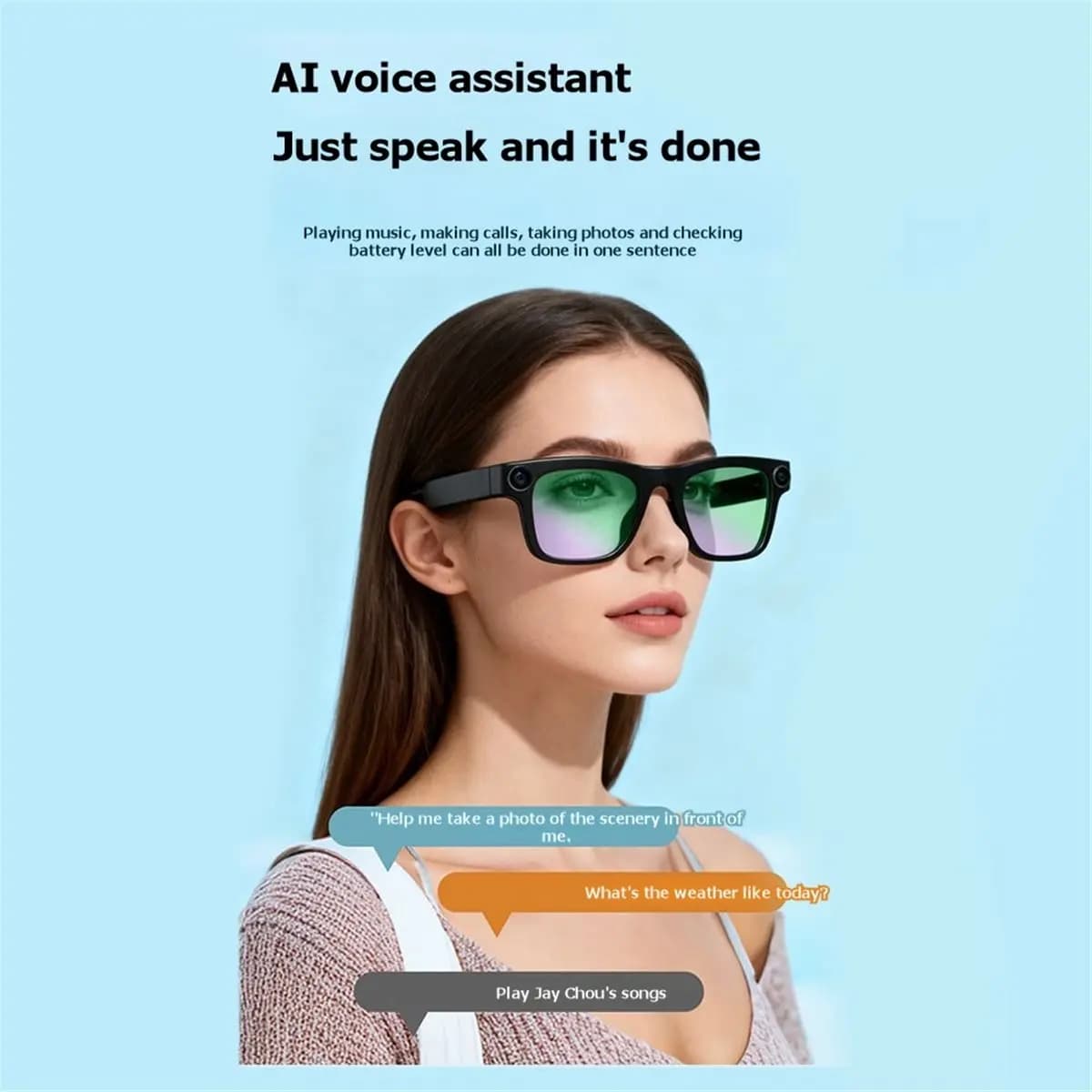 FUA@ 2026 Intelligent AI Glasses HD Camera Video Recording Voice Call Translation Smart Glasses Sunscreen Sunglasses 2MP