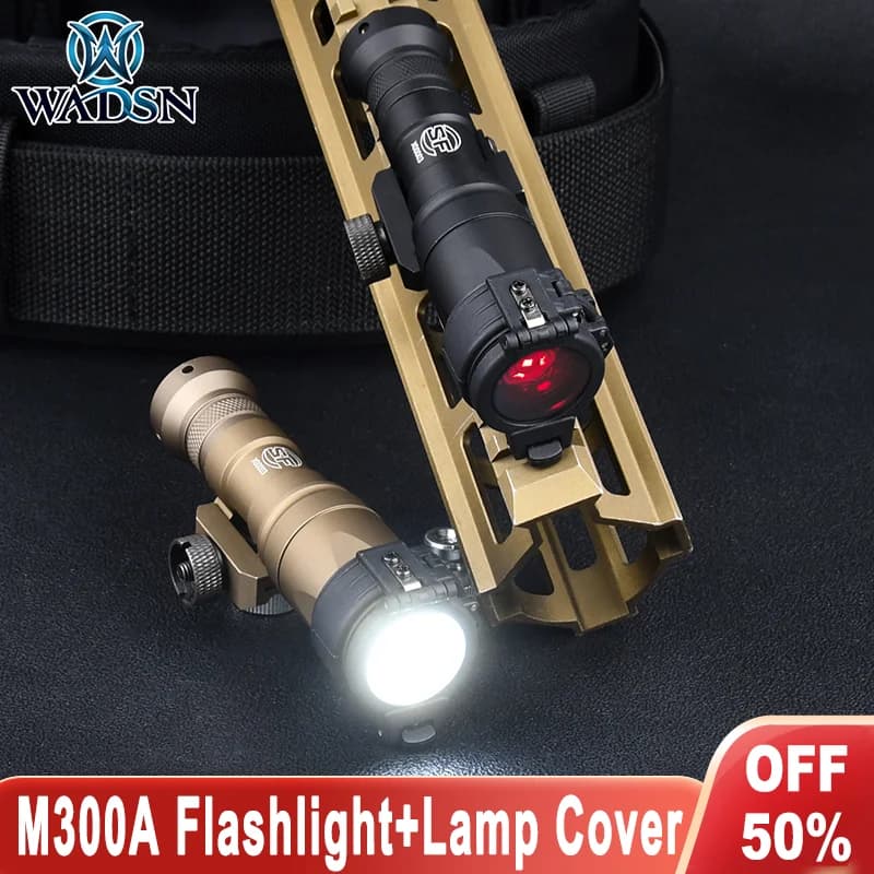 WADSN SF Surefir M300A Tactical Flashlight 400 lumen White Light Hunt Weapo n Scout Light with diffuser IR light lamp cover