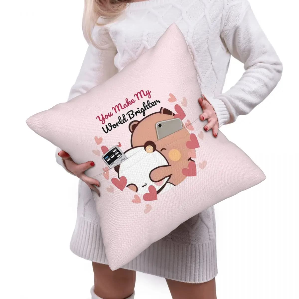 Panda Bear And Brownie True Love Happy Birthday BUBU DUDUCushion Cover Polyester Decor Bedroom Home Comfort Throw Pillow