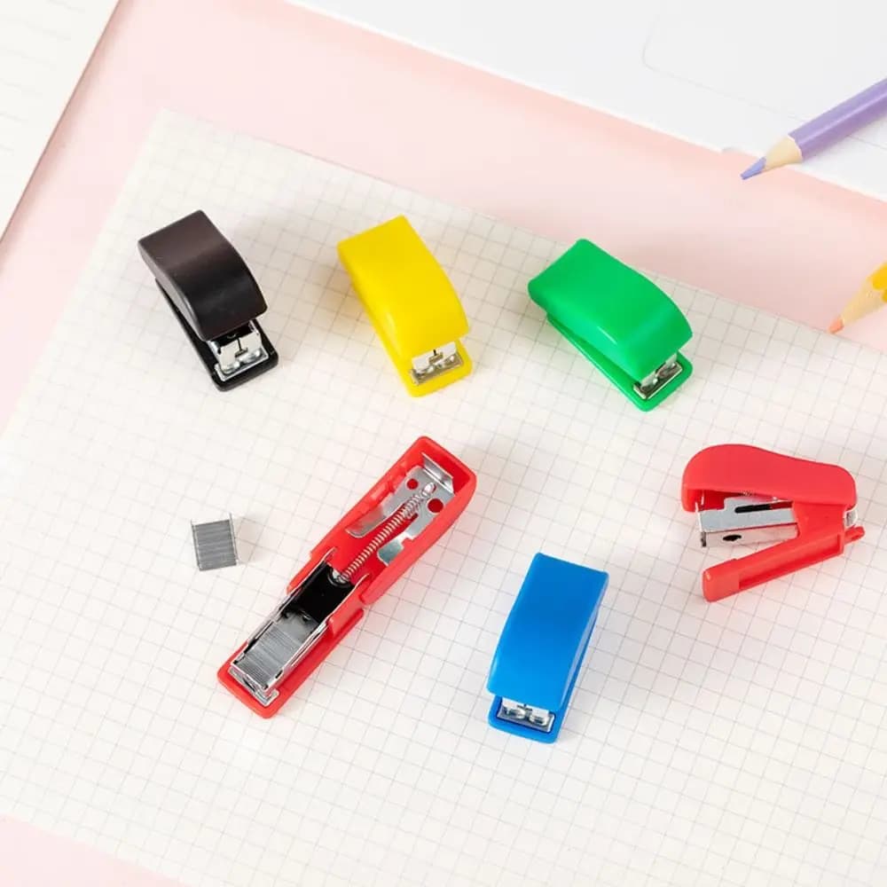 Mini Effortless Labor-Saving Stapler Set Small Paper Binding Bookbinding Machine Fixing Paper Stapling Tools School Supplies