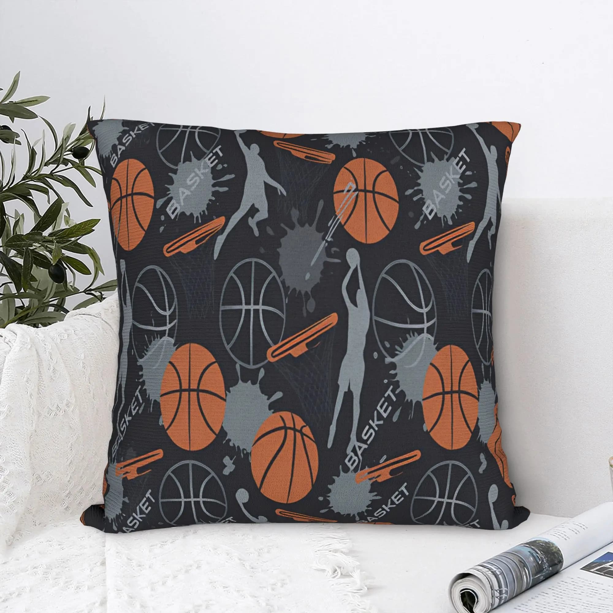 Basketball Square Pillowcases Polyester Sofa Sports Ball Games Cushion Case Creative Decor Throw Pillow Case 40*40