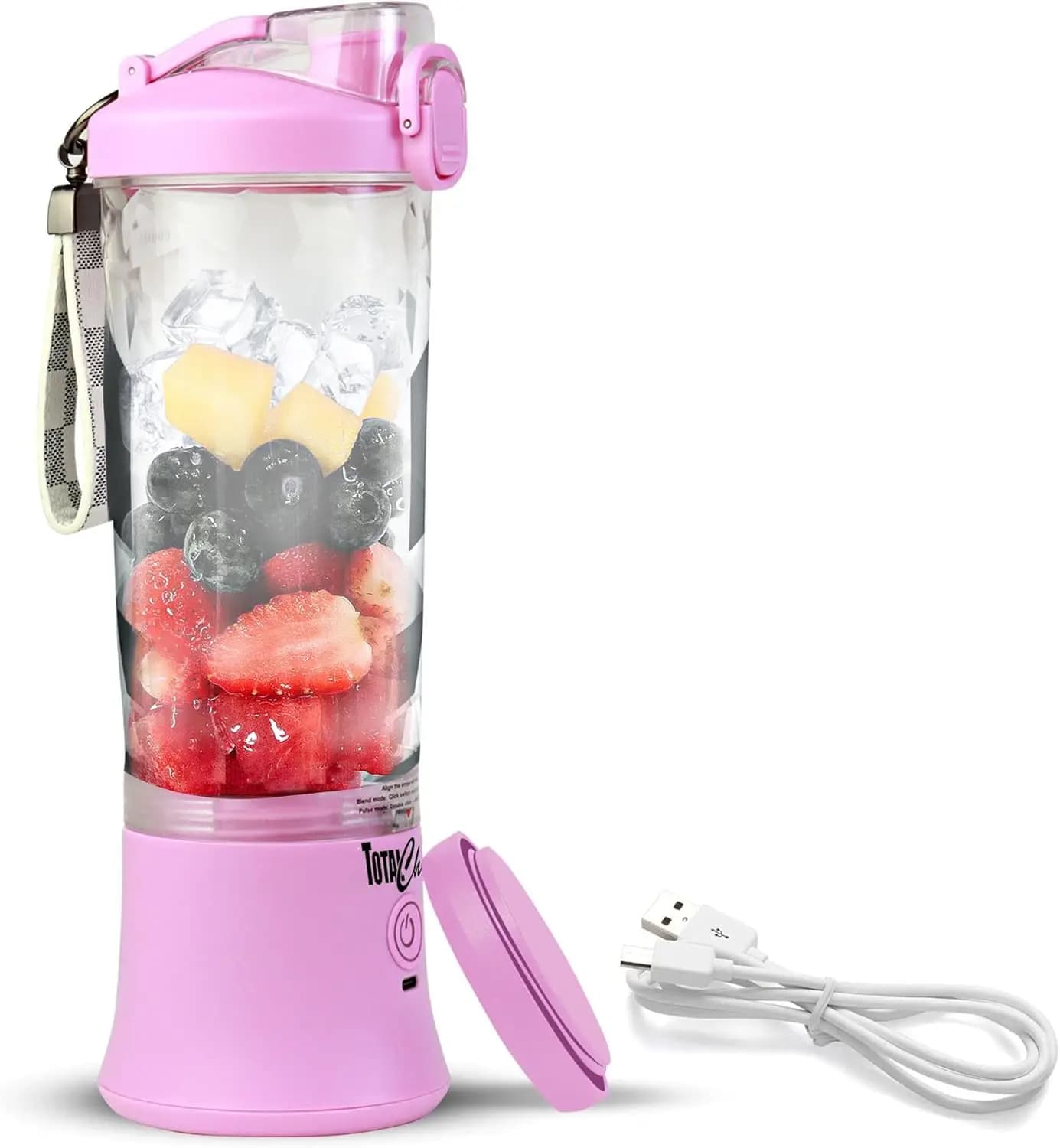 Portable blender Total Chef, 20 oz USB rechargeable mini mixer for smoothies, protein shakes, travel, ice crusher, lilac