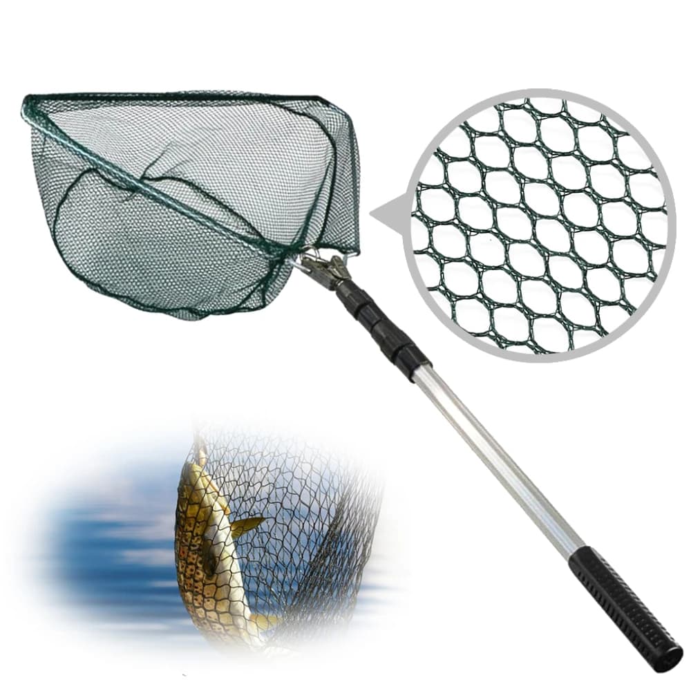 Guadino da pesca portatile da 130 cm Rete da pesca pieghevole telescopica con manico per la cattura e il rilascio della trota della carpa dei pesci degli uccelli
