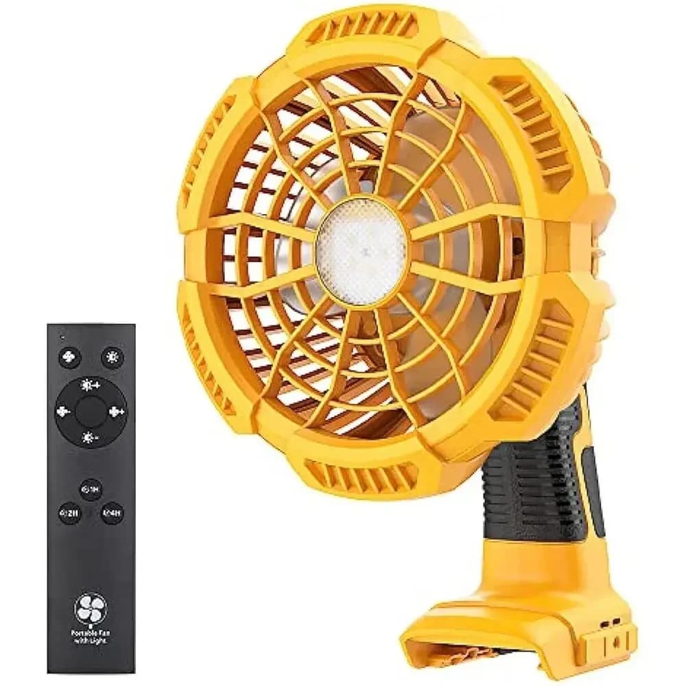 Ventilatore da cantiere Ventilatore portatile per batteria agli ioni di litio Dewalt da 20 V con ventilatore portatile a luce LED da 9 W per campeggio, garage da viaggio