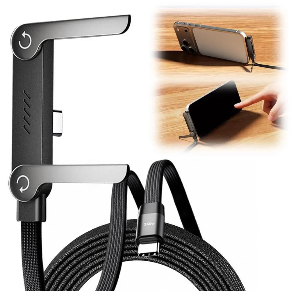 Cavo USB-C a USB-C da 240W con display LED per ricarica super rapida e supporto telefono 2-in-1