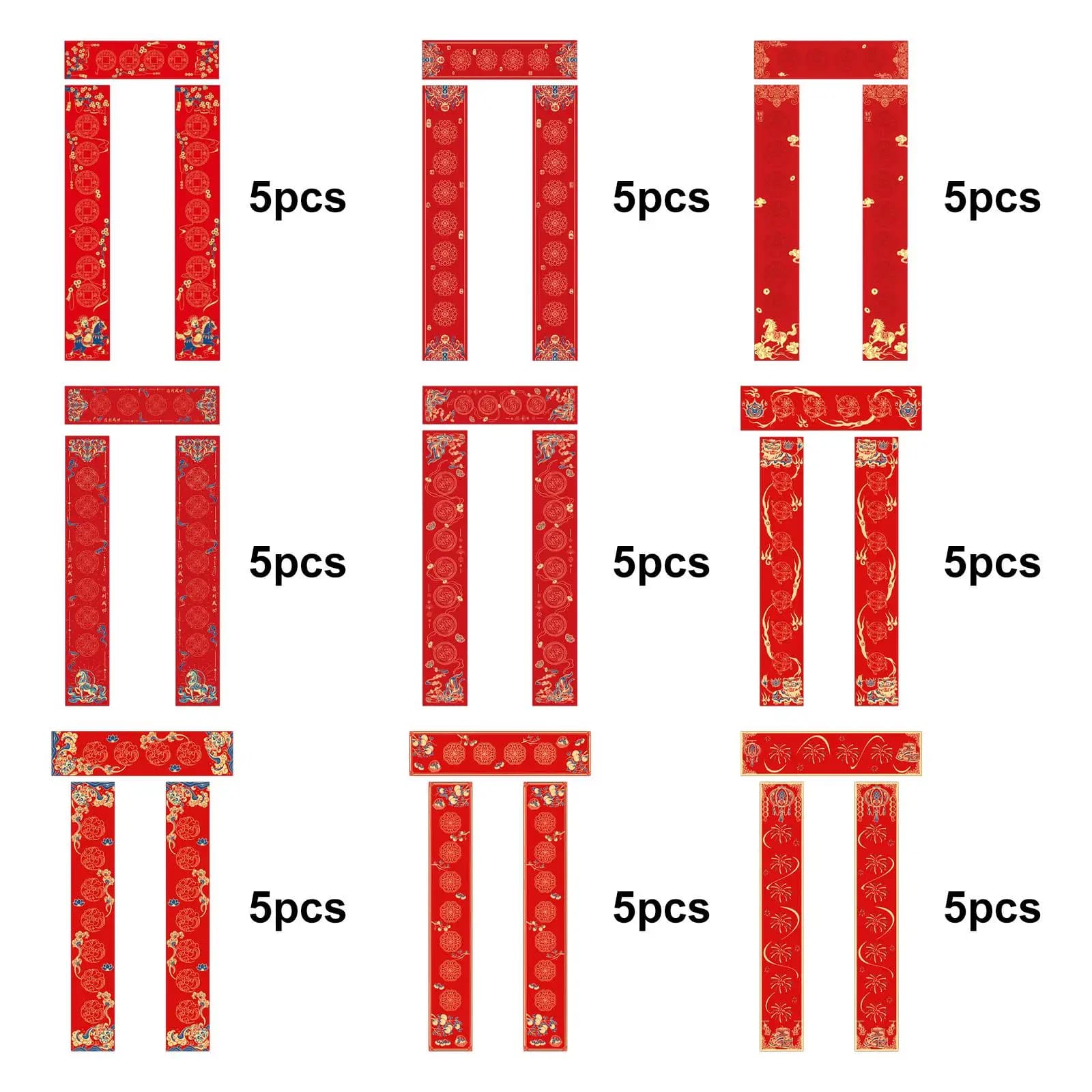 5 Sets Blank Couplet Paper Duilian Scrolls Decorative 17 x 104 cm Chunlian Red Xuan Calligraphy Paper for Front Door Store