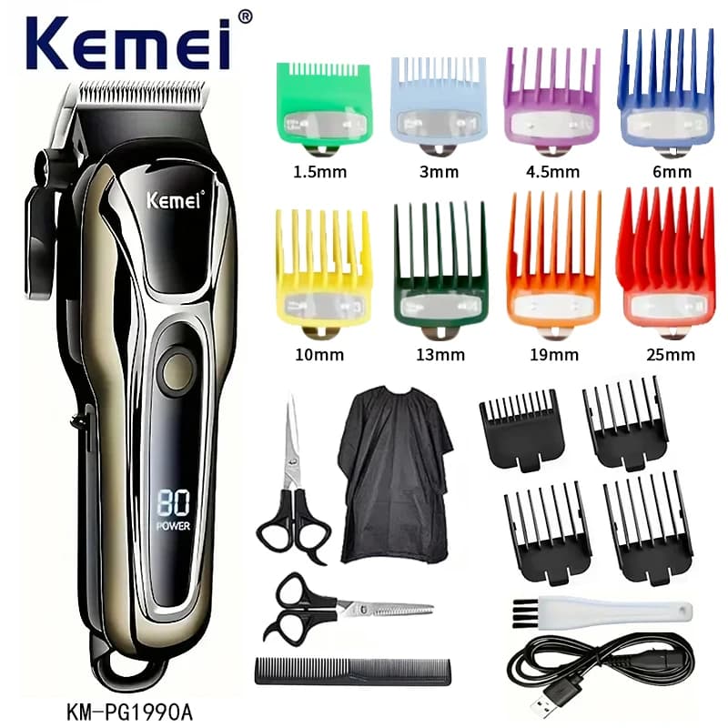 Kemei PG1990A Rechargeable Hair Clipper Professional Cordless Men Hair Trimmer Men's Hair Cutting Machine Barber Hair Clipper