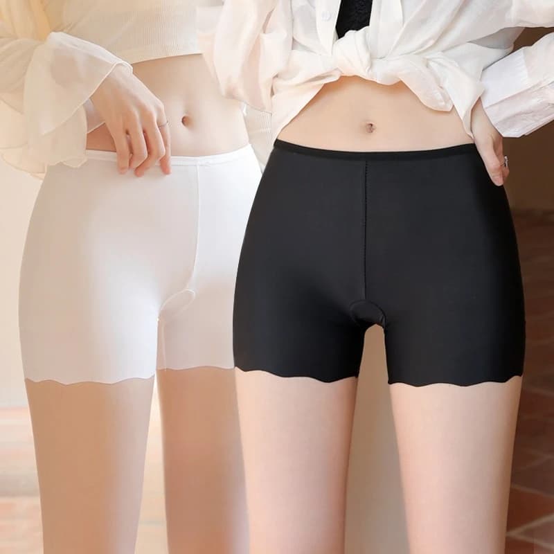 1/3PCS Pantaloni di sicurezza anti-luce in seta di ghiaccio senza traccia da donna Boxer estivi sottili e traspiranti sfilacciati
