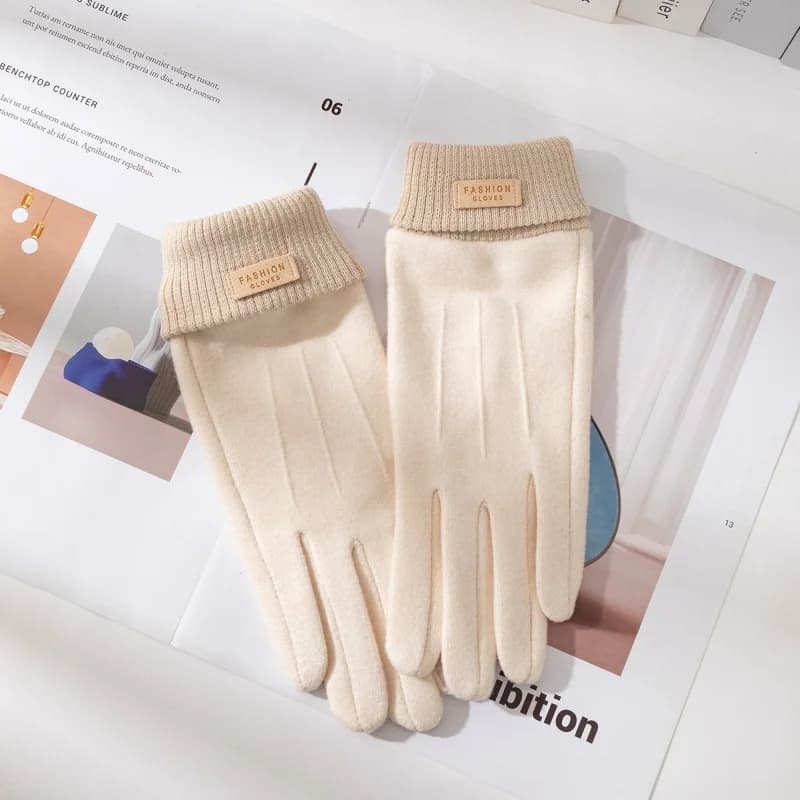 Guanti touch screen caldi Guanti da ciclismo all'aperto Guanti di lana spessi Guanti invernali da donna in cashmere Protezione dal freddo Guanti con dita intere