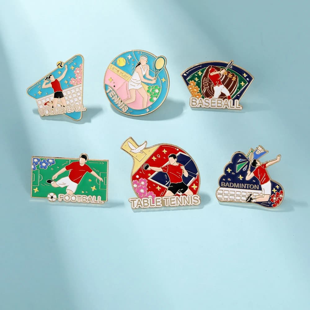 Statement Sports Theme Glazed Spilles Volleyball Ping pong Baseball Football Badminton Figure Model Fan Spilles Gift