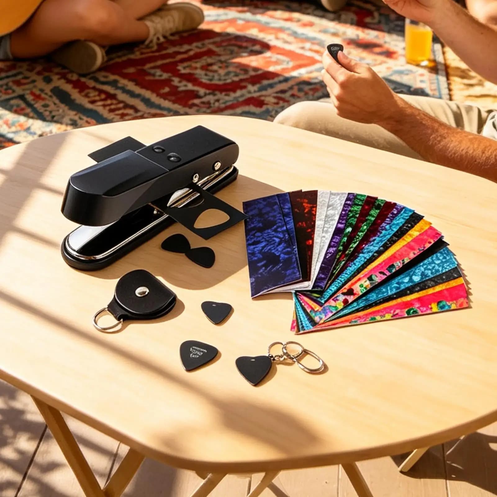 DIY Guitar Pick Maker Heavy-Duty Tool with 25 Strips and Holder Guitar Pick Making Kit for Players Enthusiasts Beginners Music