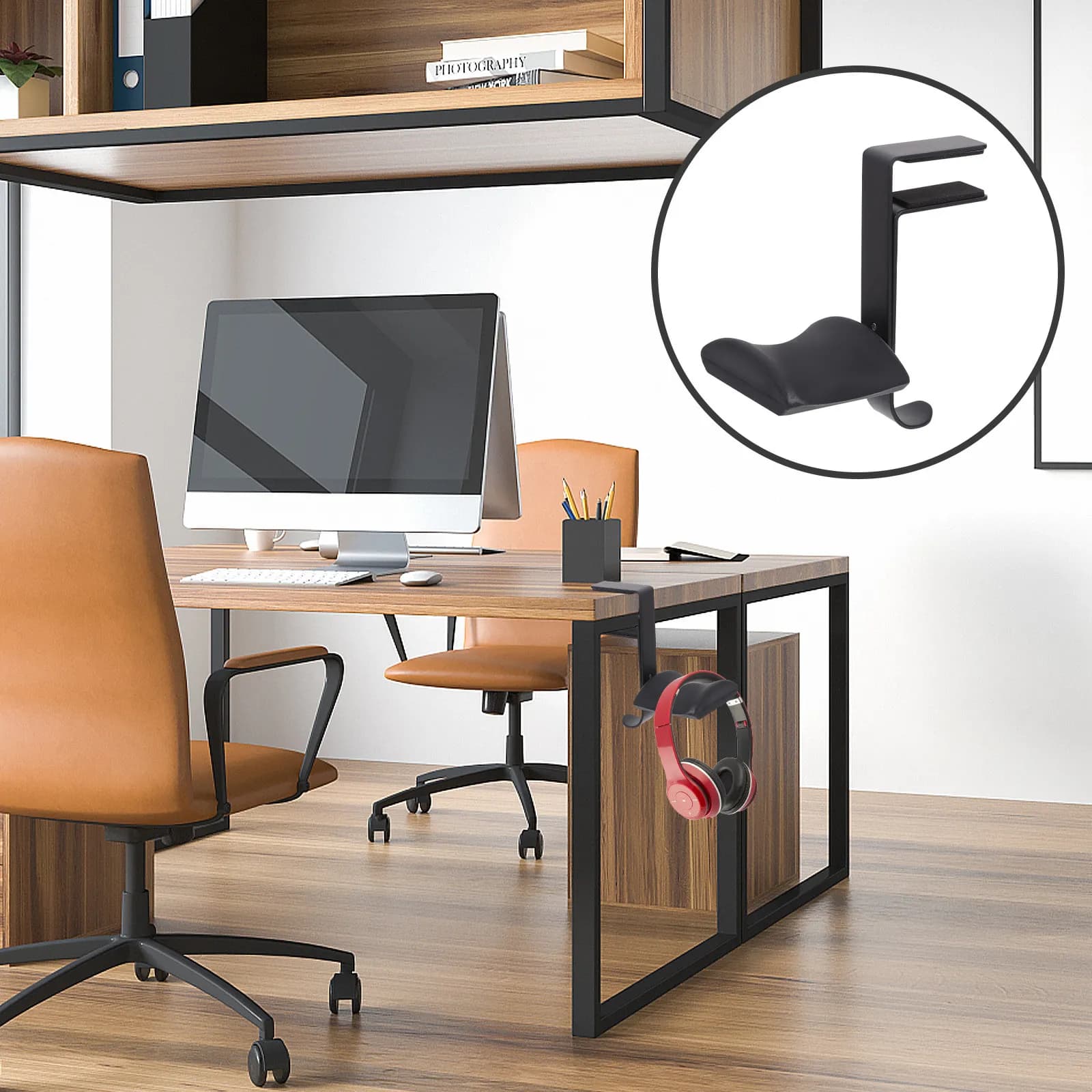 Supporto per Cuffie in Metallo Regolabile con Clip da Scrivania, Porta Cuffie Anti-Scivolo per Gaming e Accessori PC