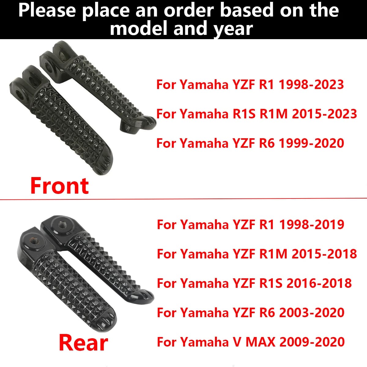 MZTI - Poggiapiedi anteriore/posteriore per pedale poggiapiedi moto YAMAHA YZF R1 R6 R1M R1S