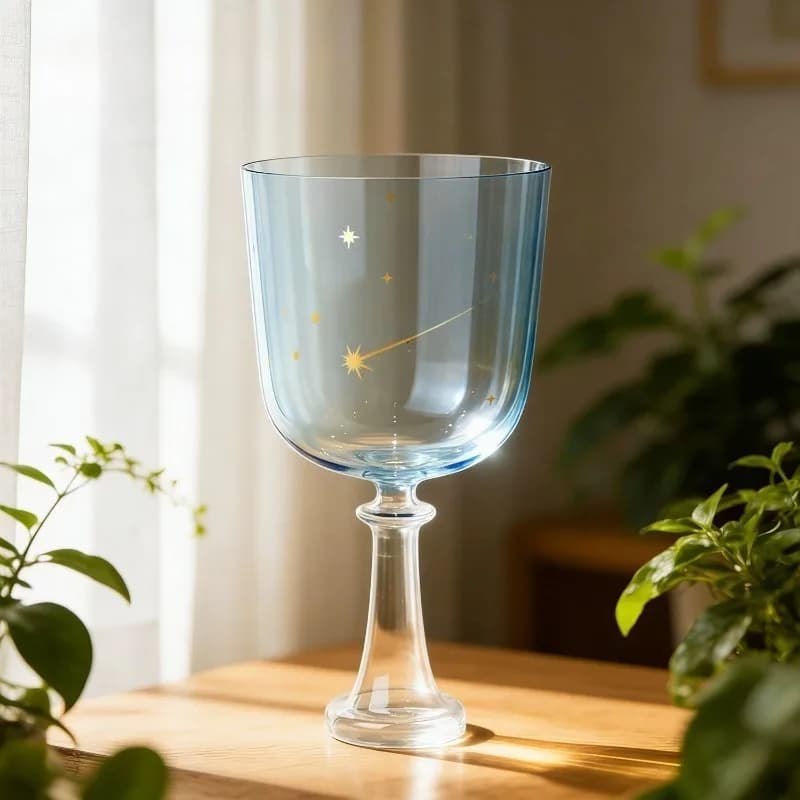 Handheld Crystal Singing Bowl 6 Inch F4 440Hz Sound Bowl Meditation Sound Healing Singing Bowls Handmade Blue Sound Bowls
