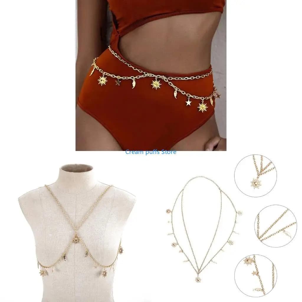 Hot 50le Star Metallic Chain Trousers for Party/club for Belt in Swimsuit for banquets in