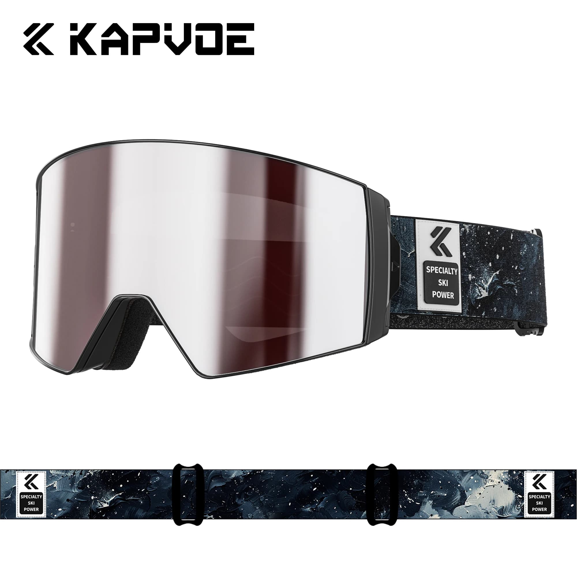 KAPVOE Hot Sci Snowboard Maschera Occhiali da uomo Protezione UV400 Neve Occhiali da donna Attrazione magnetica Anti-Fog Occhiali da sci per adulti