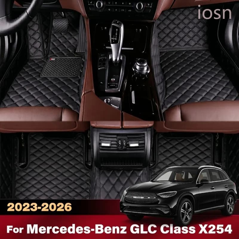 Car Floor Mats for Mercedes Benz GLC Class X254 2023-2026 Custom Auto Foot Pads Waterproof Diamond Carpets Interior Accessories