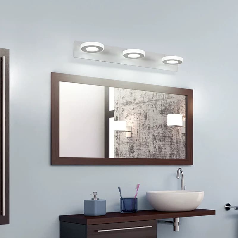 Lampada da specchio a LED per bagno Lampada da parete a LED rotonda in acrilico Lampada da comodino per WC Decorazioni per la casa