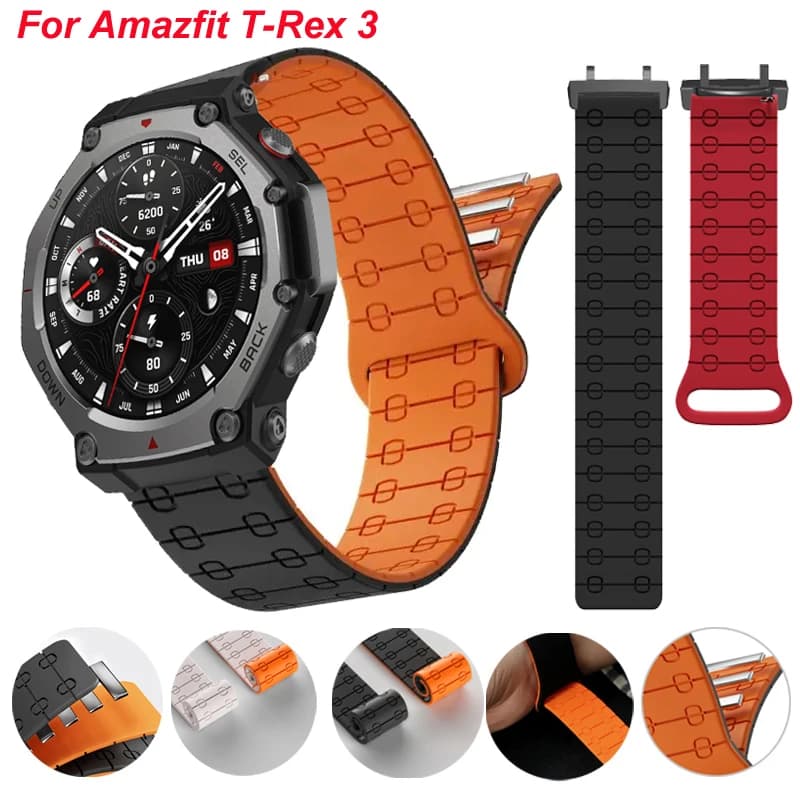 Silicone Magnetic Band For Amazfit T-Rex 3 Smart Watch Sport Bracelet Loop Strap For Huami Amazfit t rex 3 Watchband Correa Belt