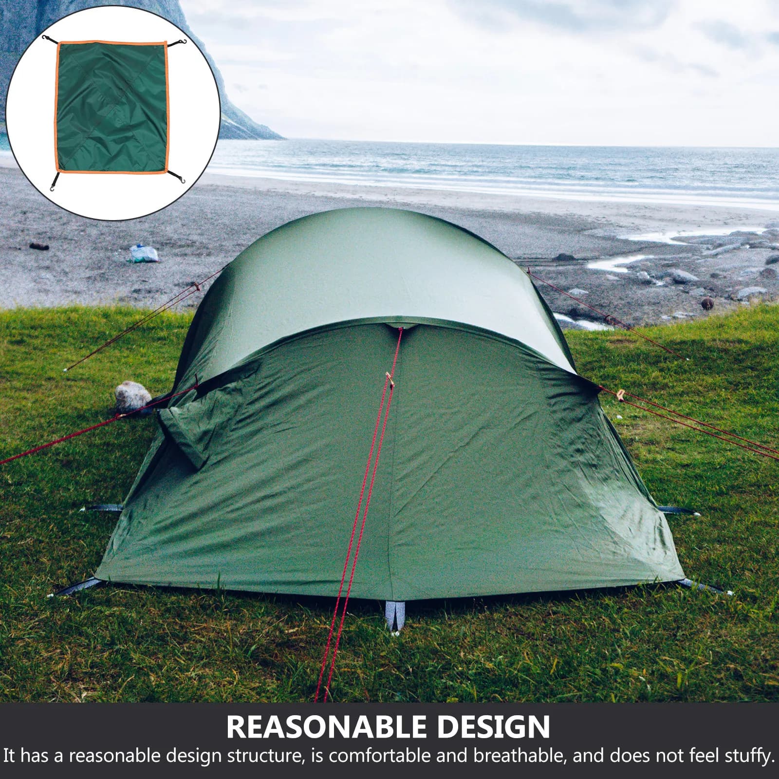 Telo Copertura Tenda 210D in Tessuto Oxford Impermeabile, Accessori da Campeggio Pieghevoli Leggeri, Telo Antipioggia per Esterni Verde Oliva da Viaggio