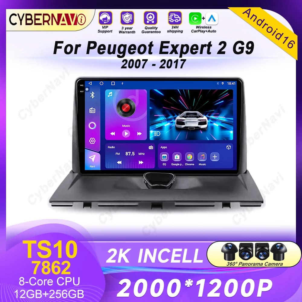 Autoradio Carplay per Peugeot Expert 2, Citroen Jumpy, Fiat Scudo, Toyota Proace 2007-2017, Navigazione GPS, Android Auto