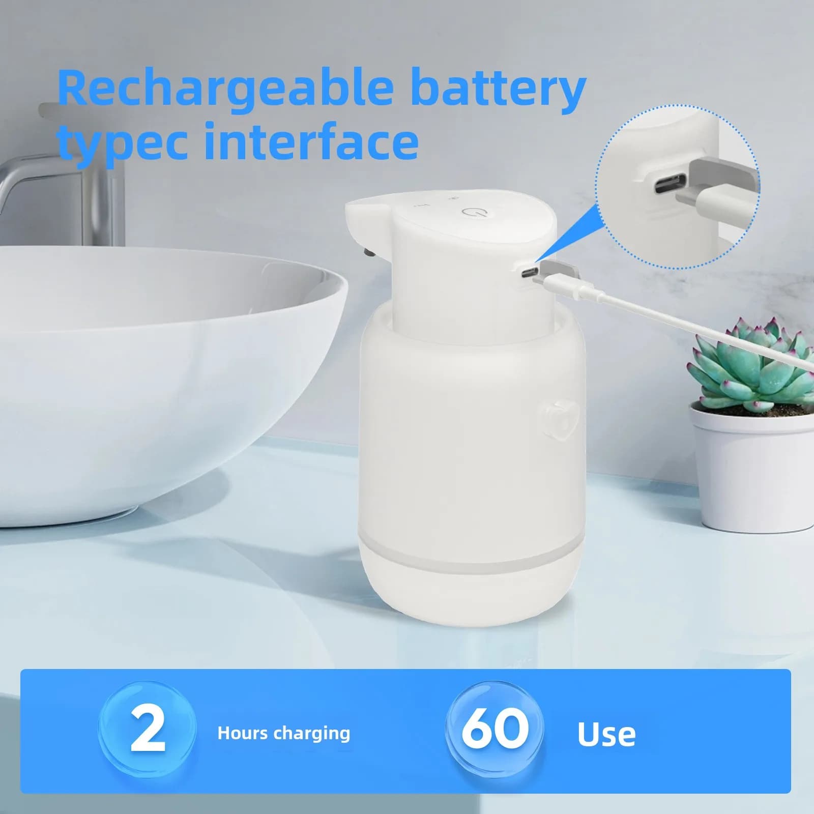 Nuovo dispenser di sapone ricaricabile con sensore intelligente, disinfettante per le mani, macchina schiumogena senza contatto