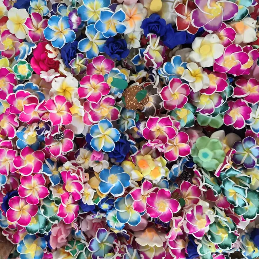50pcs/lot polymer clay flowers mixed for decoration materials supplies