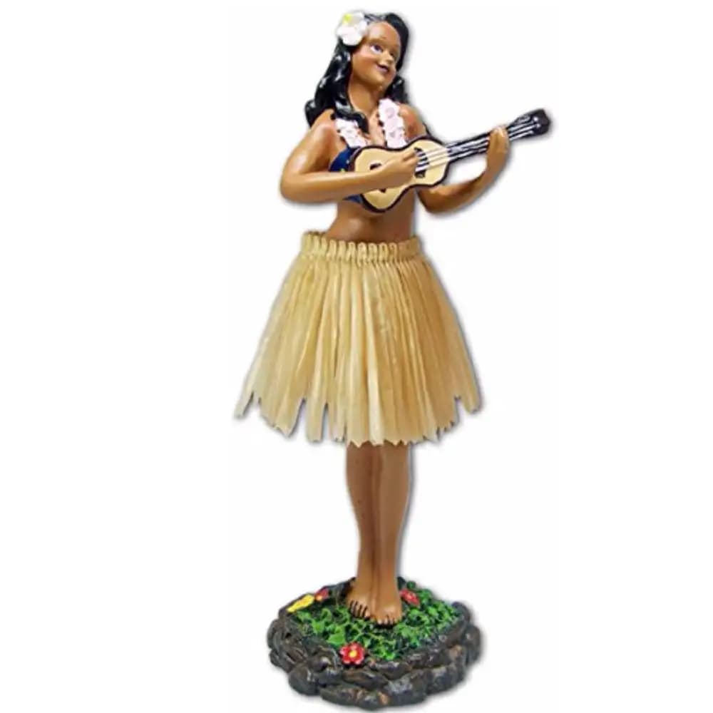 Hawaii Leilani Cruscotto Bambola che suona Ukulele Naturale Ballerino hawaiano da 6,29 pollici con chitarra Dancing Girl Doll Home Car Decor