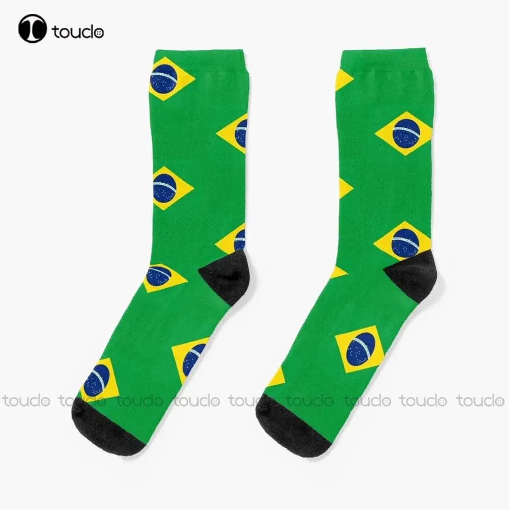 Country of Brazil - Brazilian flag socks Funny socks for man Custom socks for teenagers adults unisex 360 ° Digital printing