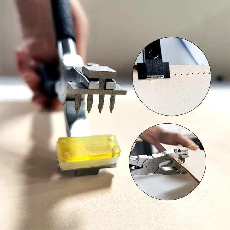Stitching Hole Punch, Silent Rhombus Leather Hand Pliers , Wooden Needle Case, Waxed Thread for Belts, Straps, Shoes-A27R