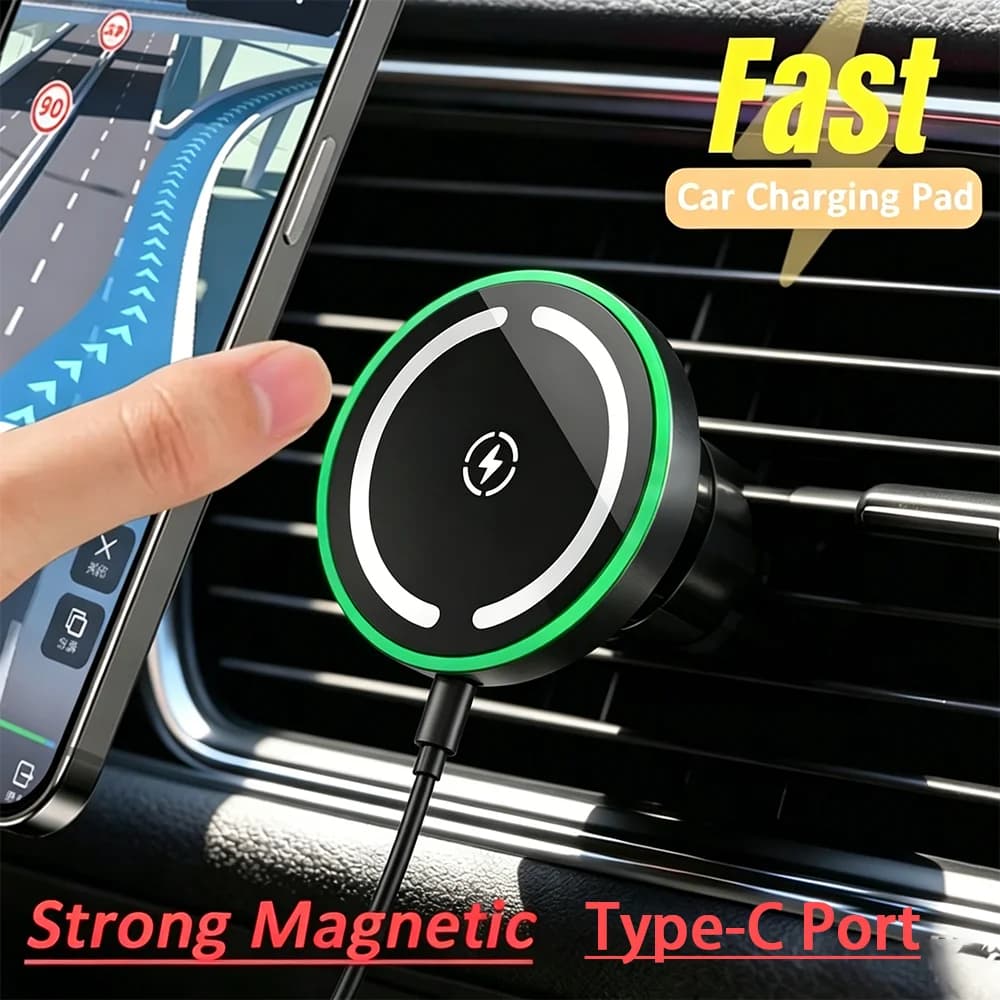Wireless Charger for Auto Toocki QI 15W with TEC Cooling, Magnetic Support for iPhone 17 16 15 Pro Max, Compatible with Magsafe, Quick Charging