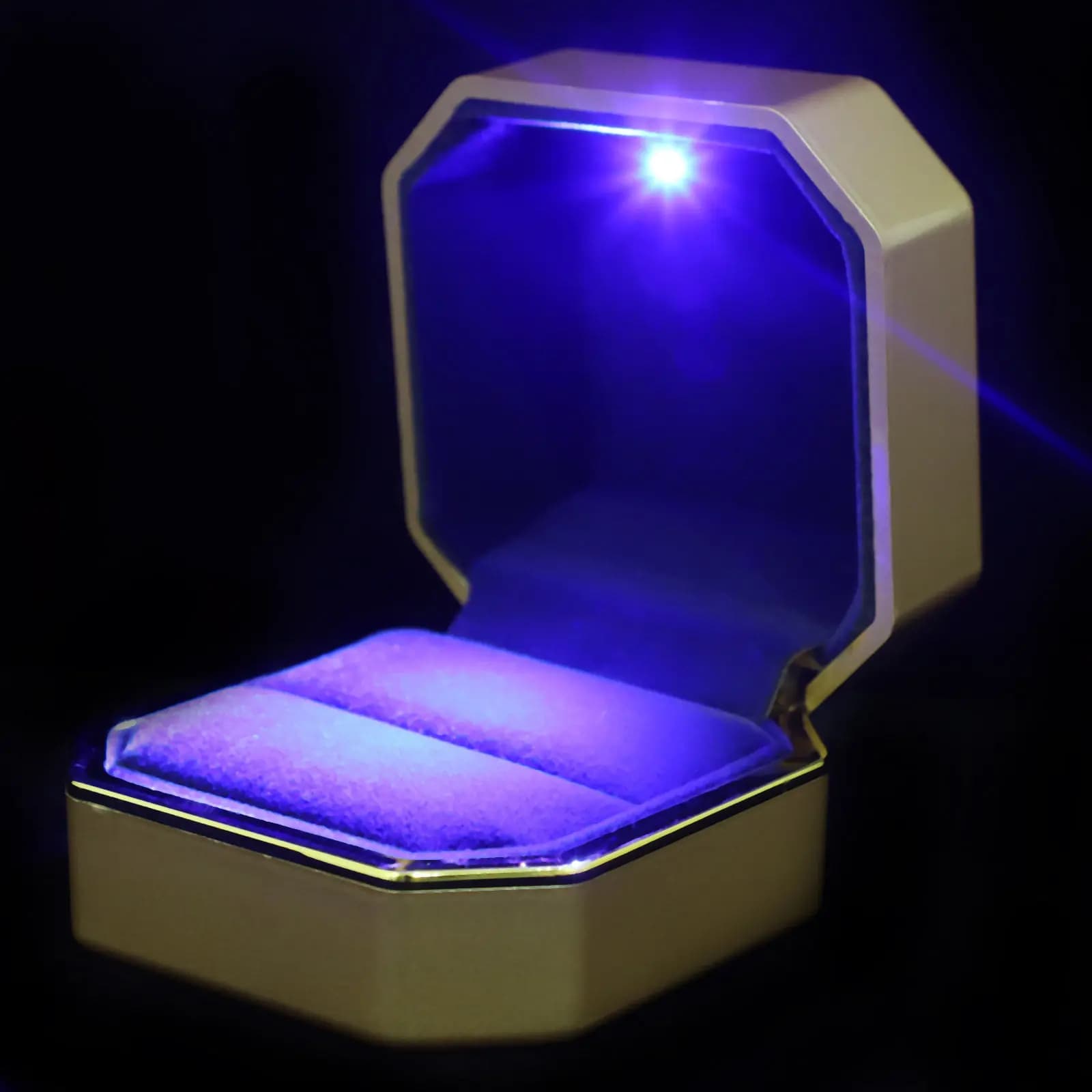 Scatola per Anelli con Luce Integrata, Elegante Espositore per Gioielli, per Anelli Nuziali, Anelli di Fidanzamento, Uso Quotidiano, Portatile