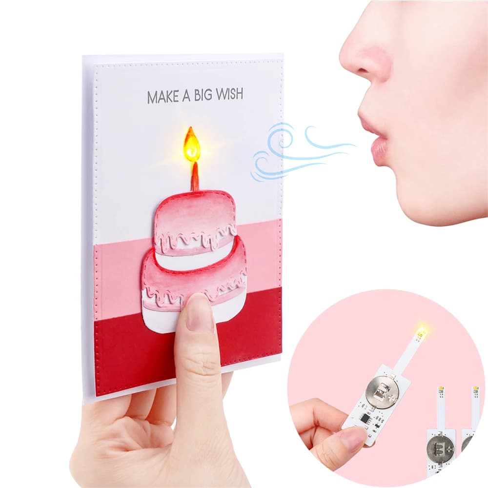 3-6pcs/set Creative Blow-Out LED Candle Light for DIY Scrapbooking Light-Up Birthday Paper Gift Cards Project Making Supplies